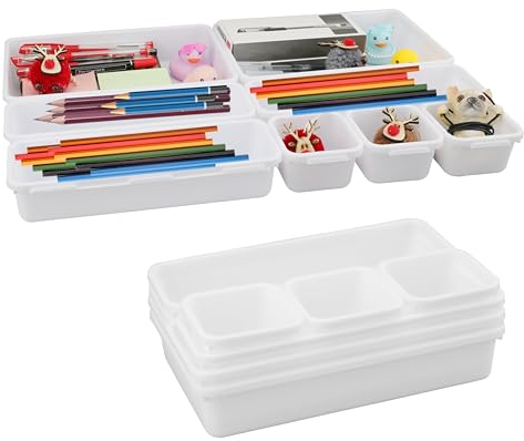 8 unidades de cajones organizadores de almacenamiento cajón organizador de cajones blanco organizador de cajones para dormitorio, cocina, baño, oficina