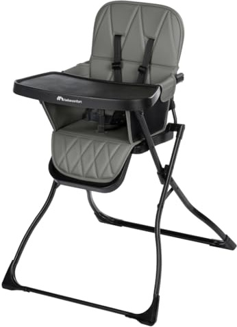 Bebeconfort Lily, Babyhochstuhl, 6 Monate–3 Jahre, 9–15 kg, ultrakompakt faltbar, leichter Hochstuhl (4 kg), leicht zu reinigen, weich gepolstert, einfach mit einer Hand faltbar, Mineral Grey