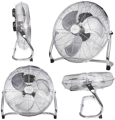 Tronitechnik® XL Windmaschine mit 45 cm Ø | Ventilator Verstellbarer Winkel | Bodenventilator 3 Stufen | Ventilator aus Metall | Luftkühler | Standlüfter | Raumkühler