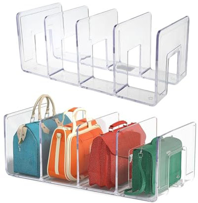 Taschentrenner Organizer, Handtaschen-Organizer, Organizer für Schranktasche aus Acryl, 2 Halterungen für platzsparende Handtaschen, Trennwände für Handtaschen, Taschen für Clutch, Taschen