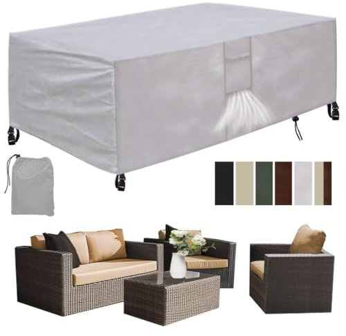 bcisabce Abdeckung für Gartenmöbel Abdeckplane Wasserdicht Schutzhülle für Gartentisch Stuhl Rechteckig 420D Oxford Gartenmöbel Abdeckung Winddicht mit Belüftungsfenster Silber 90x90x90cm