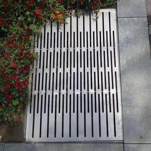 Abflussrinne Aussen Große Ablaufabdeckung für Den Außenbereich, Bodenabdeckung für Regenrinnenabläufe, Metallgitter-Grabenentwässerungssystem, Abflussgitter für Garten/Hof/Terrasse(40x50x3cm (15.7x19.