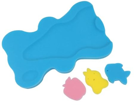 Cabilock Babybadematte aus Rutschfestem Schwamm Blau für Sichere Badeerlebnisse Unterstützt Kopf und Nacken Schnell Trocknend