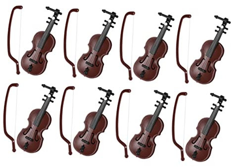 BESTonZON 8sätze Miniatur Violin Weihnachtsdeko Teiliges Aus Musikinstrumenten Für Fotografie Hochzeitsfeiern Und Puppenhaus-Dekoration Mit Realistischer Holzoptik Und Stilvollem Design