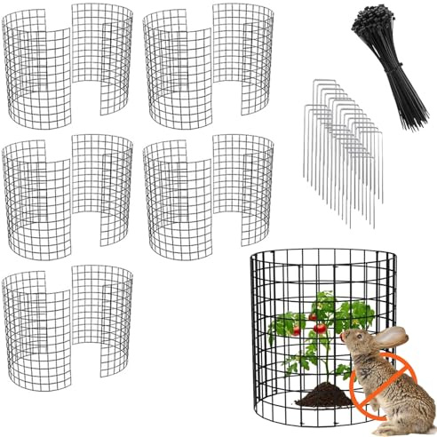 Pflanzenschutz vor Tieren, 42.8 x 33cm Pflanzenschutzgitter Pflanzkäfig mit Erdspießen und Bändern, Pflanzenschutz aus Draht zum Schutz von Pflanzen und Gemüse vor Tieren (5)