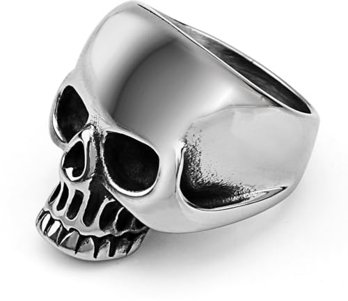 Sumpgle Anello teschio in acciaio inossidabile Multicolor Unisex Gioielli in acciaio titanio Personalità alla moda Piccola banda del teschio