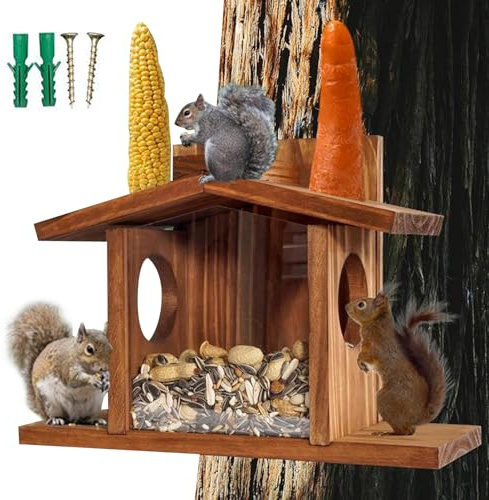 Eichhörnchenhäuser für den Außenbereich: Langlebige Box mit abnehmbarem Dach für Eichhörnchen und Eichhörnchen, Futterstation im Freien und Gartendekoration