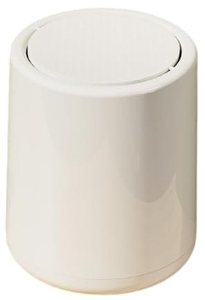 Qianly Cestino con coperchio a ribalta per rifiuti, ideale per lavanderia e bagno, Bianco