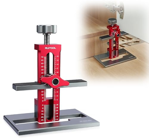 RUITOOL Upgrade 3-in-1 Cabinet Door Mounting Jig with Support Base, Installation Tool for Frameless or Face Frame Cabinet Doors, Adjustable Aluminium Alloy Hardware Jig for Wall and Base Cabinets