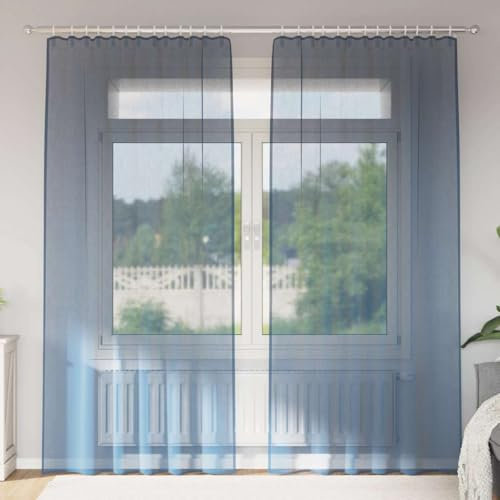 Genérico Cortinas de Gasa con Bolsillos para Varillas 2 uds. Azul Real,Casa y jardín,Decoración,Tratamientos de la Ventana,Cortinas y visillos,Azul,0.35 KG,4102213