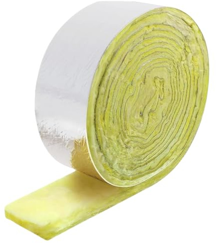 Isolamento in lana di vetro per tubi, rotolo da 10 m, isolamento termico e acustico, fibra di vetro (1)