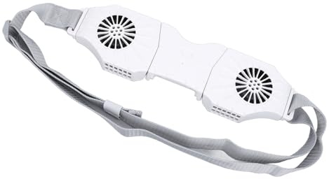 SUNGOOYUE Ventilador de Doble Cuerpo, 3 Velocidades, Recargable por USB, Ventilador de Cintura Portátil, Adecuado para Estructuras de Protección de Soporte (WHITE)