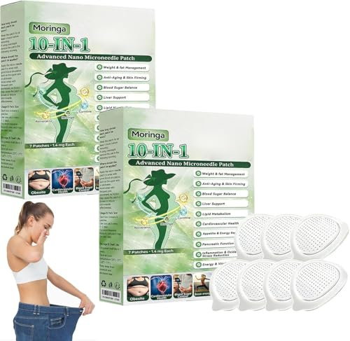 Healrize Moringa Lot de 2 patchs minceurs 10 en 1 avec nano-aiguilles avancées Moringa 10 en 1 pour femme