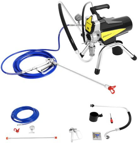 Airless, spruzzatore elettrico, ad alta pressione, 227 bar, portata 2,5 l/min, potenza 1800 W per pitture da parete, vernici in lattice, vernici e smalti, incl. pistola a spruzzo e ugello