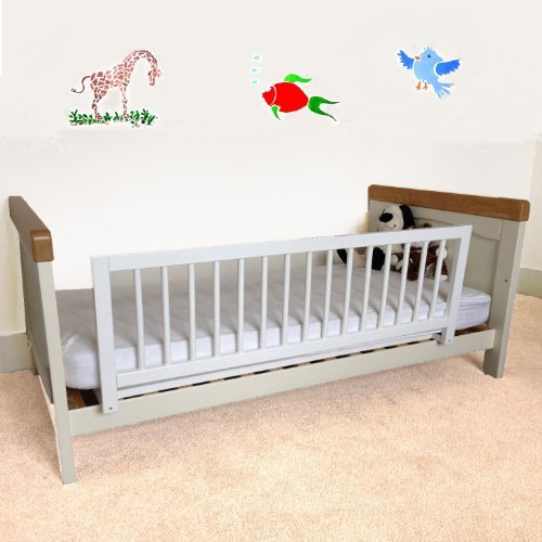 Safetots Wooden Bed Guard, White, 38cm High x 110cm Wide, Toddler Bedrail for Safety, Secure Child Bed Rail, Pre-Assembled, Easy Installation