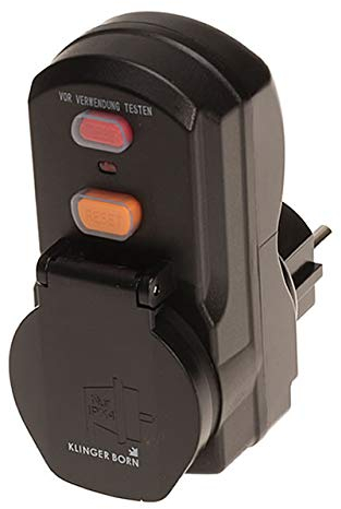 KlingerBorn | Fi | PRCD Personenschutzschalter mit Steckdose und Klappdeckel | Unterspannungsauslöser | 230V~16A | IP54 | 30mA Auslösefehlerstrom | Fehlerstromschutz | mit Funktionsüberprüfung