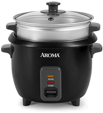 Aroma Housewares - Cuociriso a vapore ARC-363-1NGB, vaporiera, da 2 a 6 tazze di riso, colore: Argento