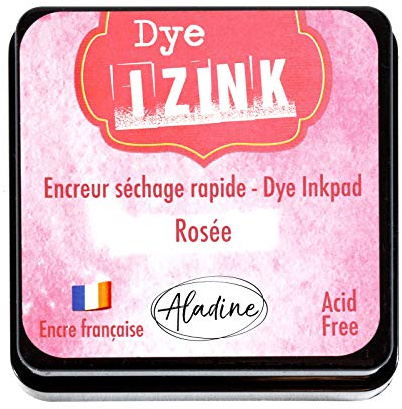 Aladine - Inchiostratore Izink Dye Rosée - Inchiostro ad asciugatura rapida per timbri e stencil - Scrapbooking e cartoleria creativa - Inchiostro francese - Dimensione M - 5 x 5 cm - Colore rosa