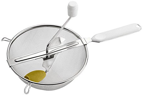 Weis 14008 Pasapurés Diámetro 20 cm, con Mango de plástico, Acero Inoxidable, Plata/Blanco, 36 x 20 x 18 cm