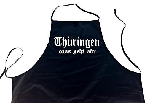 ShirtShop-Saar Thüringen - was geht ab?; Schürze (Latzschürze - Grillen, Kochen, Berufsbekleidung, Kochschürze), schwarz