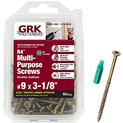 GRK 103105#9 by 3-1/8-inch Star Drive Bugle Head R4 Multi-Purpose Wood Screw, Steel (Pack of 80)