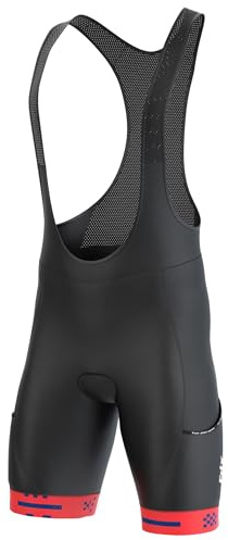 FDX Men's Cycling Bib Shorts with 4D Gel Chamois Pad & Cargo Pockets | Enjoy longer rides with 4D Gel Chamois shock absorption, breathable comfort, two side pockets and anti-slip leg grippers.