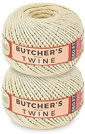 SteadMax Butchers Twine, 200m (2mm) Natural Cotton String, Food Safe Cooking, Trussing Meat Roasting, Kitchen Use, Durable Butcher String for Baking, Wrapping, Easy Dispensing, DIY Crafting (2 Pack)