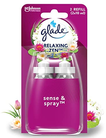 Glade Sense & Spray Air Freshener Refill, Motion Activated Automatic Room Spray and Odour Eliminator for Home, Relaxing Zen, 8 Pack (16 x 18ml)