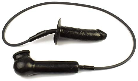 Rubberfashion Latex Herren Anal Dildo - Enema Analdildo mit Latex Penishülle - Klistier Spielzeuge - Dildo für Männer und Paare 14,5 x 3,7 cm Schwarz Fester Kern