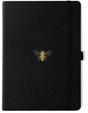 Dingbats* - Pro B5 Großes Notizbuch Blanko - Journal mit Schwarzem Textilcover, Fadenheftung für Arbeit, Reisen - Elastischer Verschluss, Stifthalter