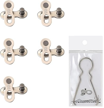 Bike Chain Split Link,5 Pairs Reusable Mountain Road Bicycle Chain, Quick Link Release Links for Single Speed Bikes 10 Speed Bicycles Connector Link,with Removal Tool