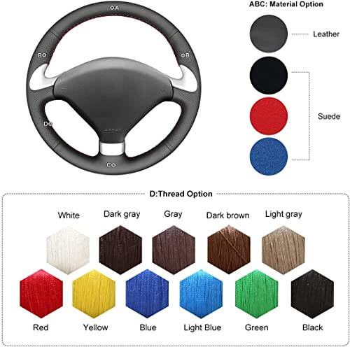 MEWANT Lenkradbezug Custom Version für Peugeot 307 CC Hand Nähen Lenkradhülle aus Echtleder oder Suede Lenkradschoner