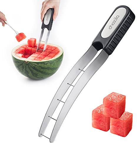 Choxila [Good Grip] Watermelon Cutter Slicer Stainless Steel,Cube Cutter Corer Fruit Vegetable Tools Knife Melon Baller for Kitchen Gadget
