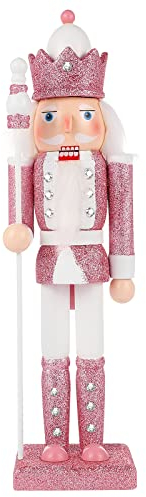 Didiseaon Nutcracker Christmas Decorations: Pink Nutcracker Soldier 12 Inch /31cm Wooden Nut Cracker Figures Decorative Ornament for Xmas New Year Favor, Home Office Living Room Holiday Decor
