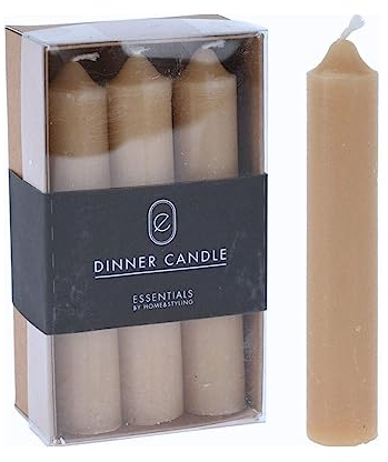 Set of 6 Stubby Farmhouse Style Dinner Candles (Yellow Ochre)