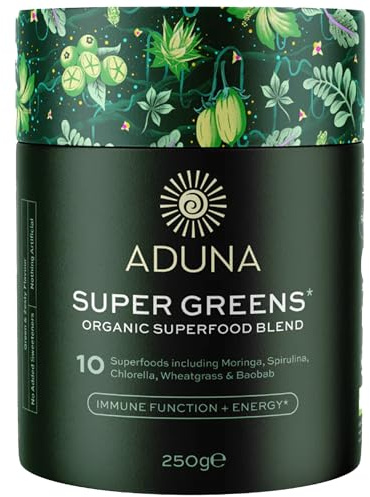 Aduna Miscela biologica Super Greens | Polvere superfood naturale al 100% per supporto immunitario ed energia, miscela mescolabile con oltre 10 supercibi, moringa e altro, polvere vegana per frullati