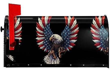 Adesivo per cassetta delle lettere con bandiera dell'aquila americana, con ventosa magnetica, impermeabile (coerente su entrambi i lati)