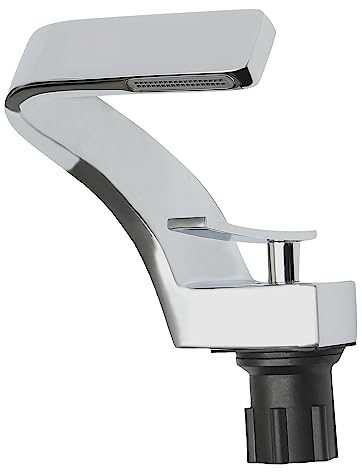 SABUIDDS Waschtischarmatur Einhandmischer Silber, Wasserfall Bad Armatur, Wasserhahn Bad aus Kupfer, Mischbatterie Waschbecken mit Zugstange für Badezimmer, Küchen, Duschen, Waschbecken