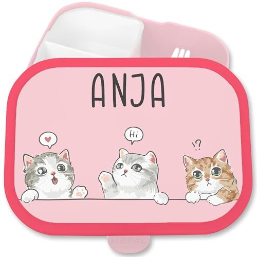 Brotdose Kinder Campus für Mepal - Katze - Lunchbox Katzenmama Brotbox Kätzchen Vesperbox Katzen I Cats - 750 ml - Rosa - cat katzenmotiv with brotzeitdose schuldose mädchen katzenliebhaber