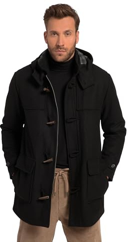 JP 1880 Hommes Grandes Tailles L-8XL Duffle-Coat déperlant avec Boutons ovales, Jusqu'au 8 XL Noir 6XL 795121100-6XL