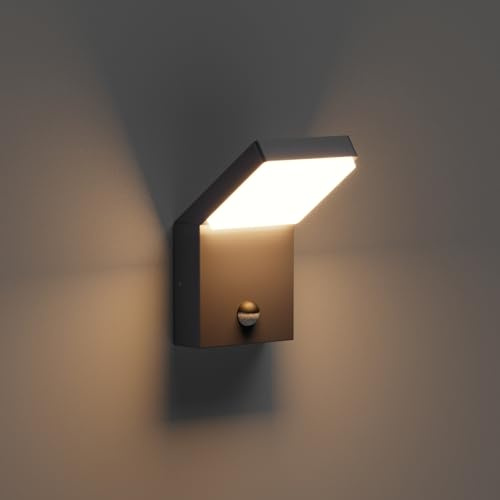 Klighten Applique Exterieur 24W LED avec Détecteur de Mouvement, Lampe murale Imperméable IP65 Éclairage Exterieur Moderne pour Terrasse Entrée Couloir, 1500LM, Noir, Blanc Chaud 3000K