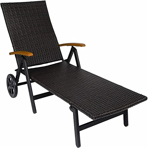 SilteD Rattan-Sonnenliege, Strandstuhl, Verstellbarer Liegestuhl, klappbare Liegen für Terrassen, Hinterhöfe, Gärten, Pools, Gartenmöbel