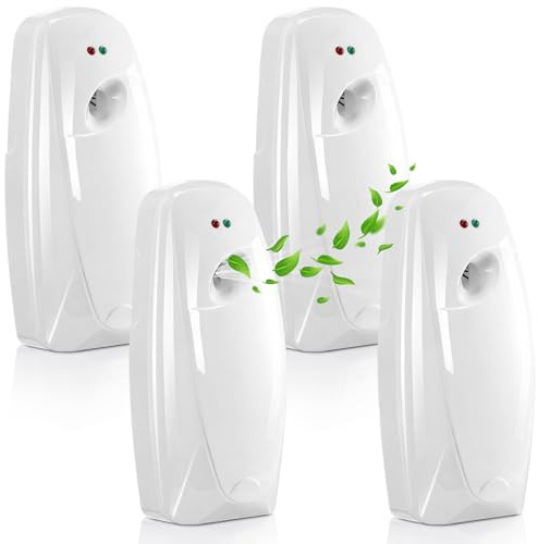 Maxcheck 4 Pcs Automatic Air Freshener Spray Dispenser Wall Mounted Automatic Spray Dispenser Air Freshener for Bathroom Battery Operated Free Standing for Commercial Place and Room(White)