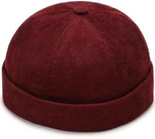 Faringoto 8 Stück randlose Kappen für Herren, Docker-Hüte ohne Krempe, Vintage-Schädelmütze, Street-Mütze, Hip-Hop-Mütze, Weinrot, Einheitsgröße