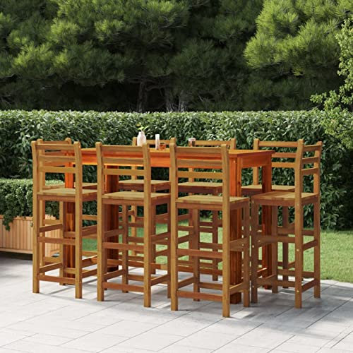 Rantry 9-TLG. Gartenbar-Set Theke Gartentheke Bar Tresen Stehtisch Bartisch Barstuhl Barhocker Gartenmöbel Sitzgarnitur Gartengarnitur Möbel Massivholz Akazie