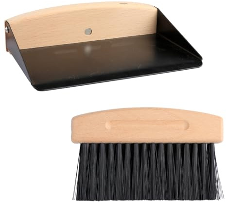 Thyonta Kleines Kehrschaufel- und Bürsten-Set aus Holz, Mini-Kehrschaufel und Handfeger-Set, tragbares Schreibtisch-Reinigungsbürsten-Set zum Kehren und Reinigen von Tisch-Arbeitsplatten-Tischen
