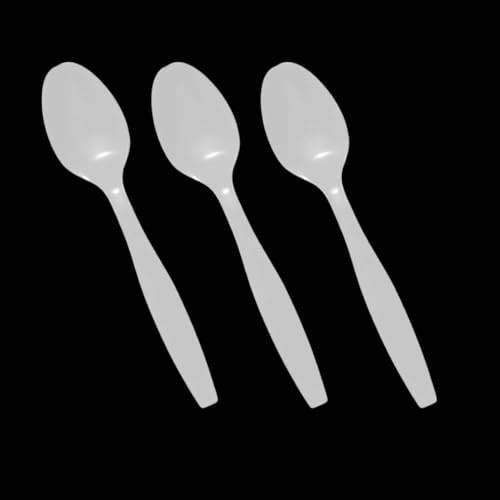 Venuscello 100 Pcs Tithe White Plastic Spoons Heavy Duty Reusable Strong Grip Lightweight Cutlery for Party Dessert Ice Cream Snacks Picnic Catering Weddings & Events