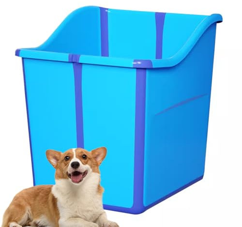 PJDDP Hundebadewanne, Faltbarer Hunde Planschbecken, Klappbares Haustier-Duschbecken,Tragbar Badewanne Für Kleine Bis Mittelgroße Hunde Und Katzen