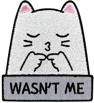 Urbanski Patch Lustige süße Katze wasn't me zum Aufbügeln 8 x 7,2 cm | Aufnäher Applikation Bügelbild