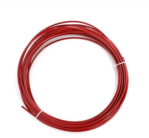 SkyjOy Stahlseil 50/100M GRÜN/ROT/Schwarz/Kunststoffbeschichtetes Edelstahl 304 Drahtseilkabel 1MM-6MM Durchmesser nach der Beschichtung Drahtseil(Red,50M_1MM After Coating)
